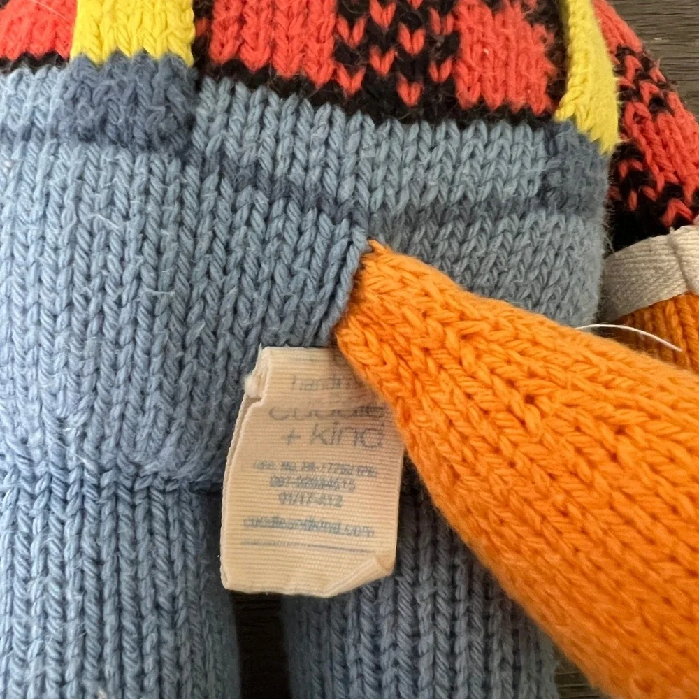 Cuddle + Kind Fox Knit Doll Plush Toy Lumberjack‎ Orange Plaid
